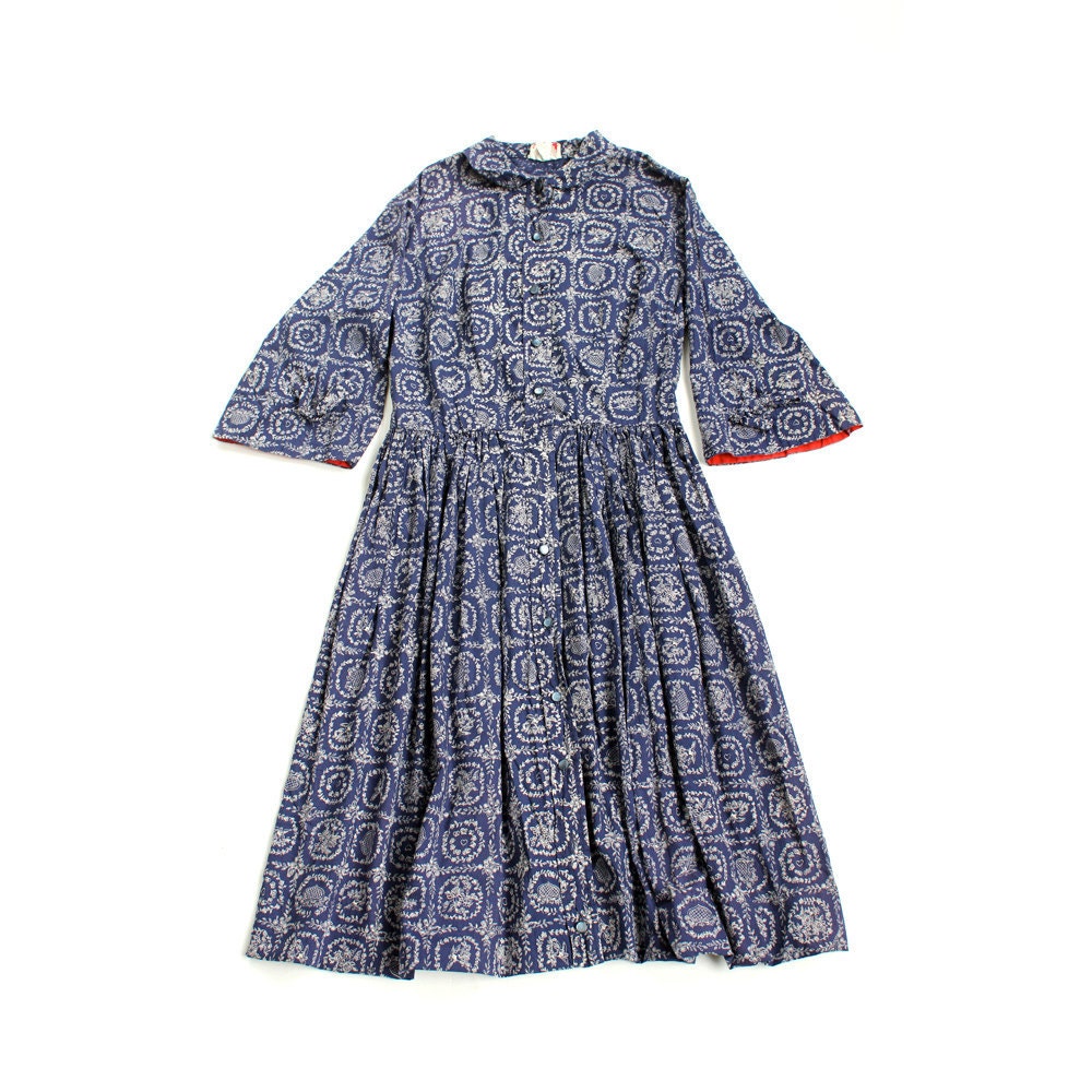Two Wheeler Birds navy 50s shirtdress