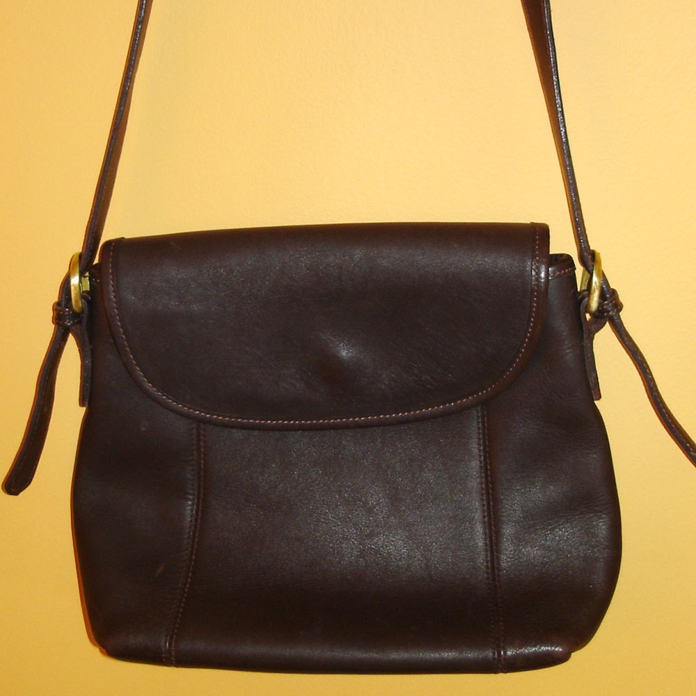 vintage sturdy brown leather Coach style purse by smallandmousey