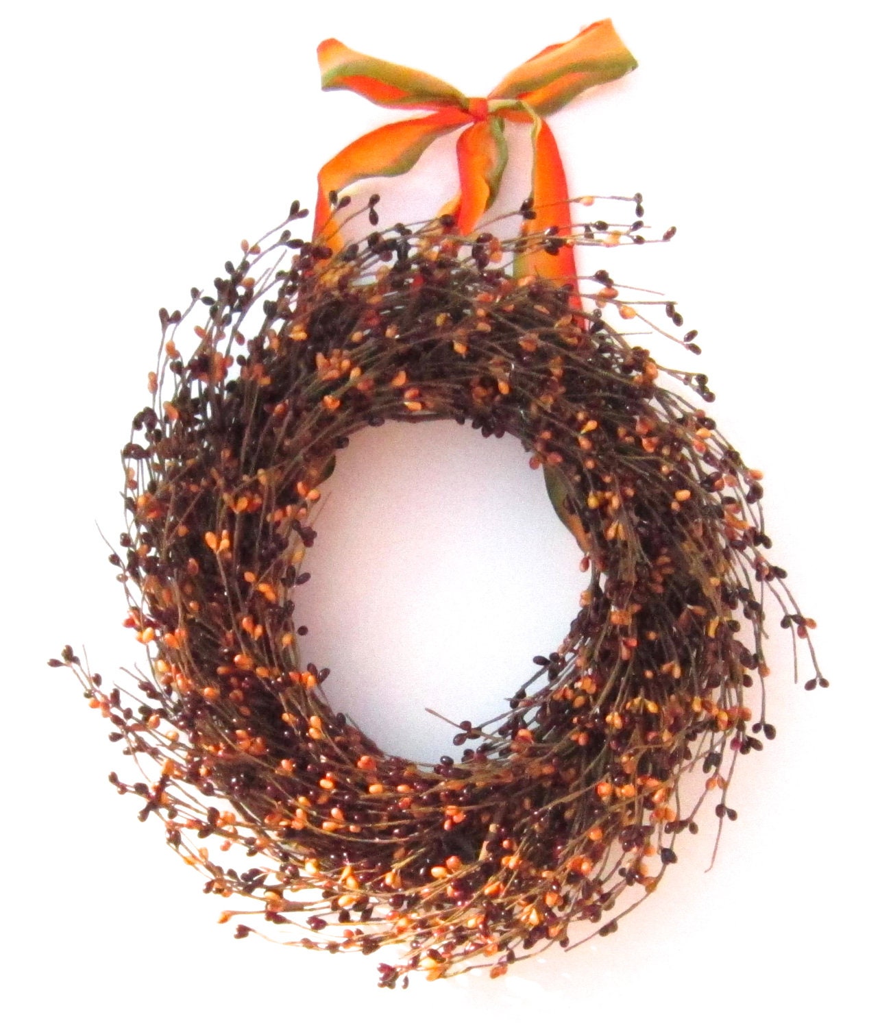 Orange Burgundy Fall Wreath - Front Door Decor - Autumn wreath