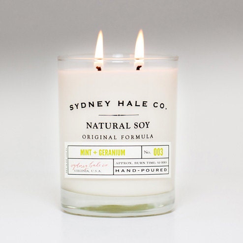 soy candle - MINT and GERANIUM