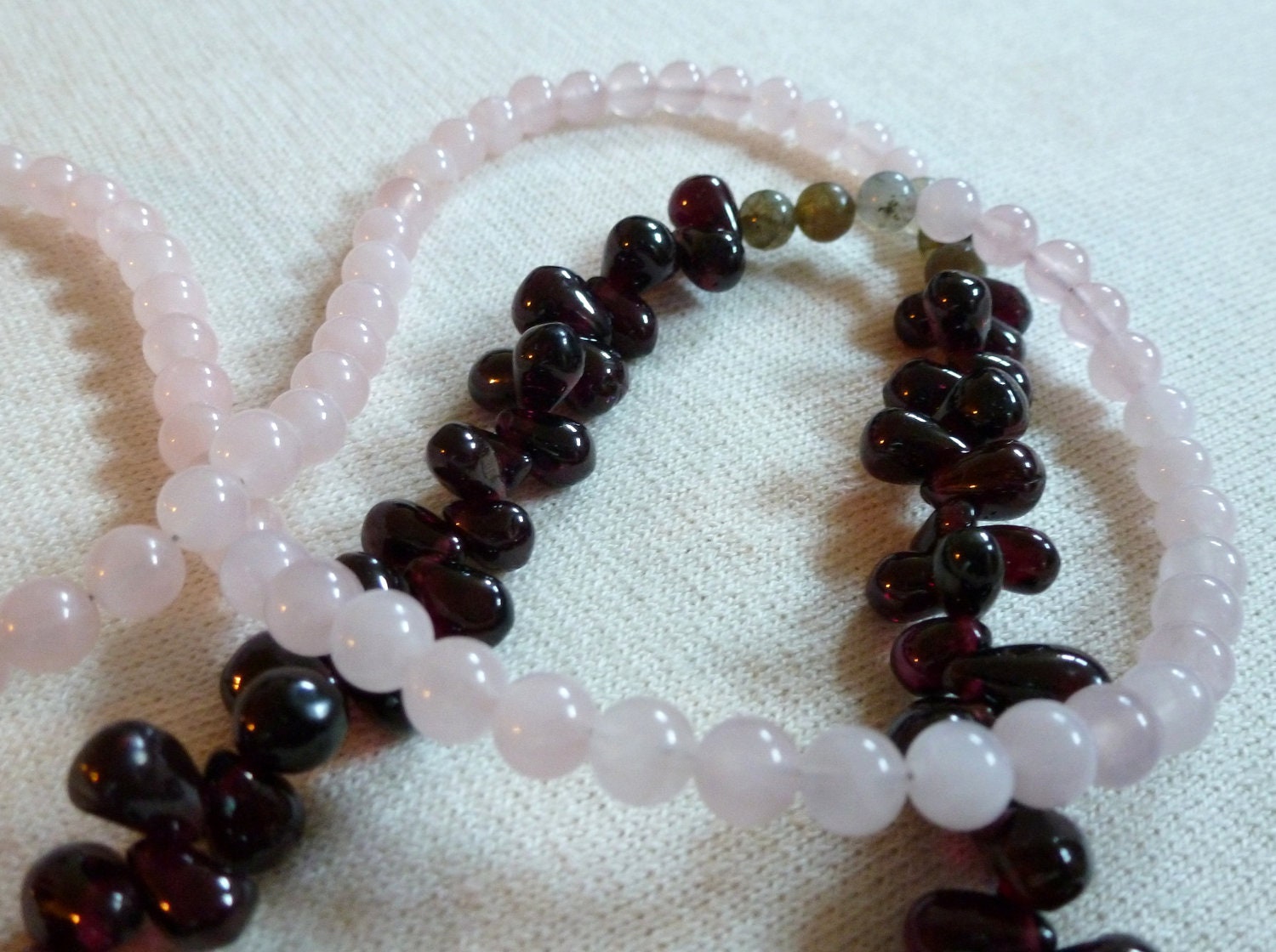roses are free  -  garnet, rose quartz, and labradorite