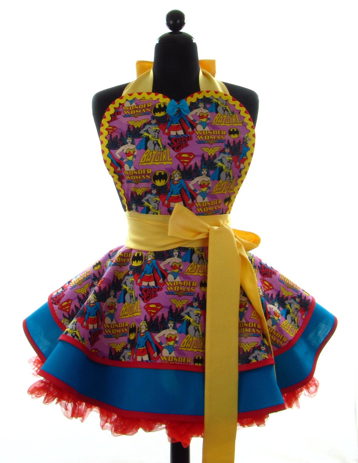 Retro Apron - Super Woman Sexy Womans Aprons - Vintage Apron Style - Superhero Pin up Pink Rockabilly Cosplay Lolita