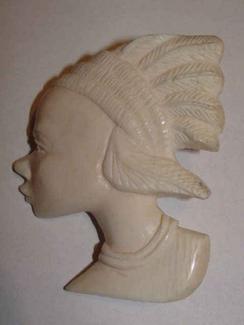 African Elephant Ivory Warrior Mask Pin