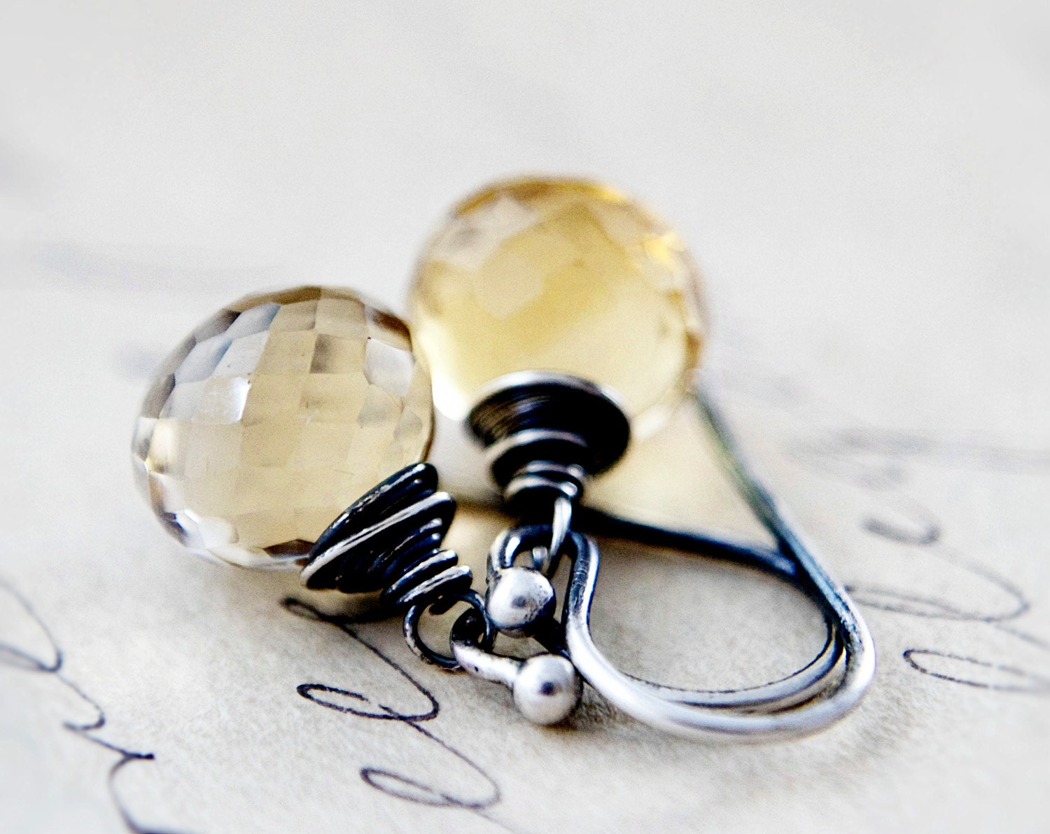 Bamboo Stone Drop Earrings Silver Gemstone Jewelry Dangle PoleStar