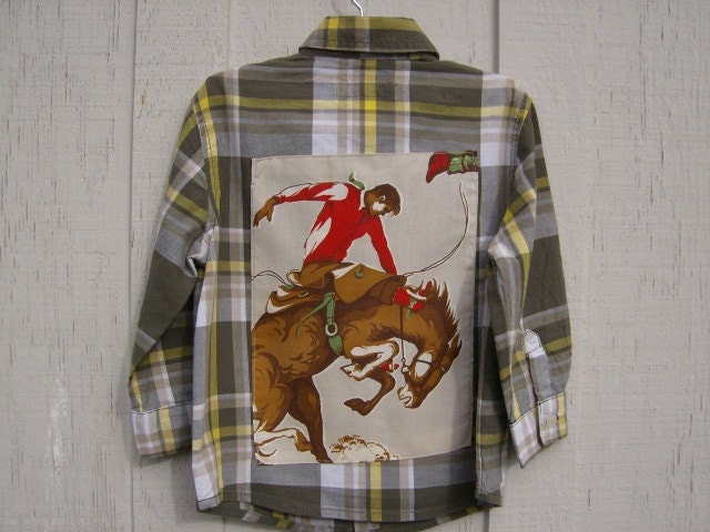 Boys Plaid Vintage Cowboy Shirt Retro Rockabilly Country Western for Toddler