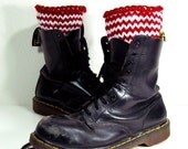 Candycane Chevron Boot Cuffs, Red and White Stripes