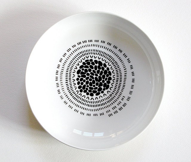 seed head 4 // hand-painted decorative black and white porcelain bowl // nature inspired art objects by natasha newton