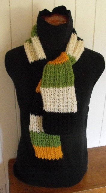 Womens Unisex Hand Knit Striped Scarf On Sale