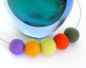 felted necklace,  autumn colours,  eco friendly pure wool, handmade jewelry, bright necklace