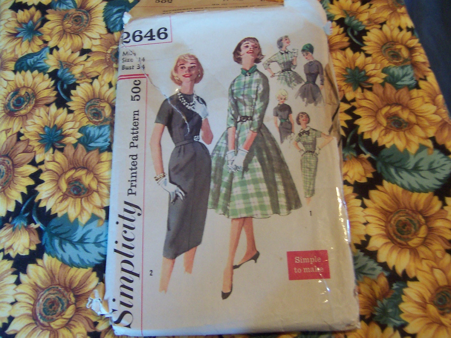 Vintage simplicity Printed Pattern 2646 Misses size 14 bust 34