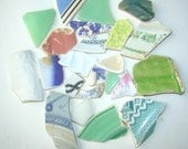Colorful beach found POTTERY SHARDS surf tumbled / Mixed colors collection of 25 / J21