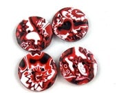 Black, Red and White Mokume Gane Buttons, Polymer Clay No.140