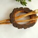 2 Wood Shawl Pins and Ring or Crooked Pin Set - Made from Black Walnut wood with bark - for Shawls, Sweaters, Wraps, Scarves or Hair Pins