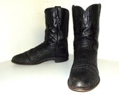 Black Leather Justin brand cowboy boots size 10 D or cowgirl size 11.5 to 12