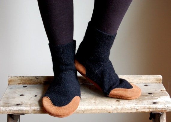 mukluks wool slipper socks with leather sole
