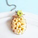 Vintage Cabochon Necklace - Mustard Blossom Bird and Flower Charm Necklace