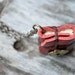 MiniatureBook Necklace Lock Heart & Maroon Color leather