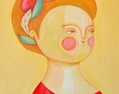 print mustard girl portrait