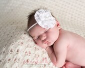 White Eyelet Flower Headband Boutique Infant Newborn Toddlers Baptism Christening Wedding Photography Prop Wedding Bowtique