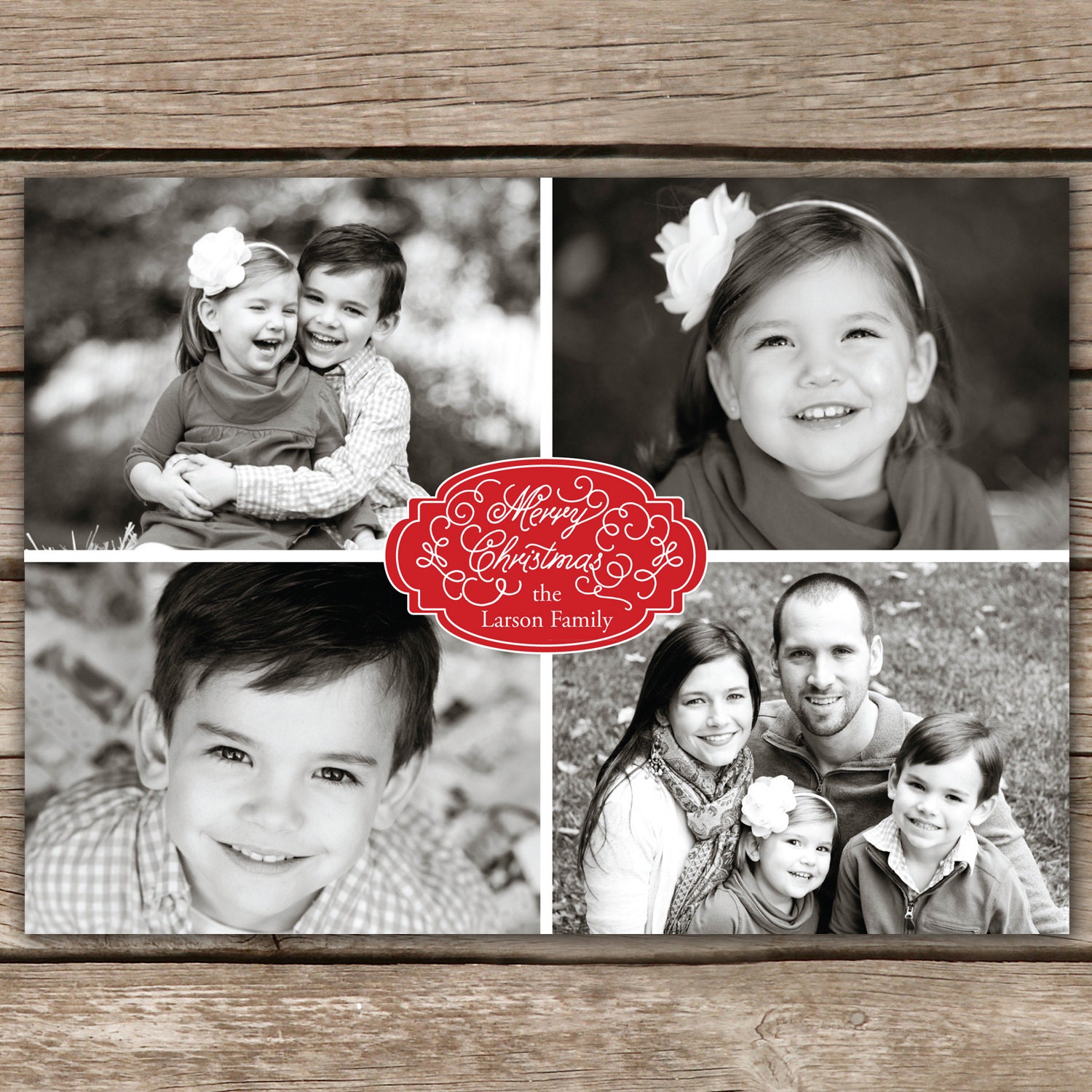 Elegant Christmas Collage - DIGITAL Custom Christmas Holiday Photo Card Il_570xn