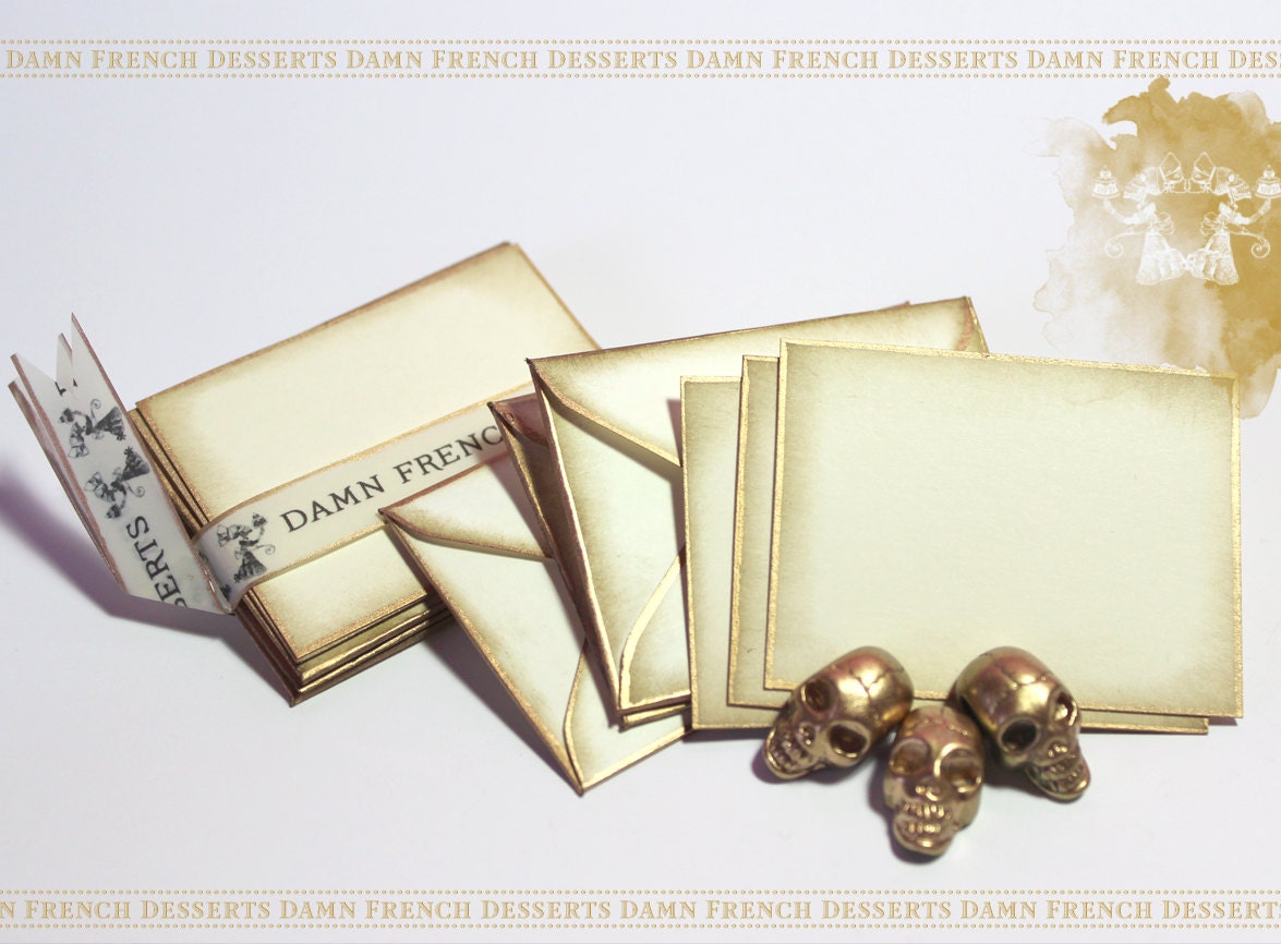 Tiny Envelopes Vintage Golden Edge: The Vintage Tweets  5 Envelopes and 5 inserts
