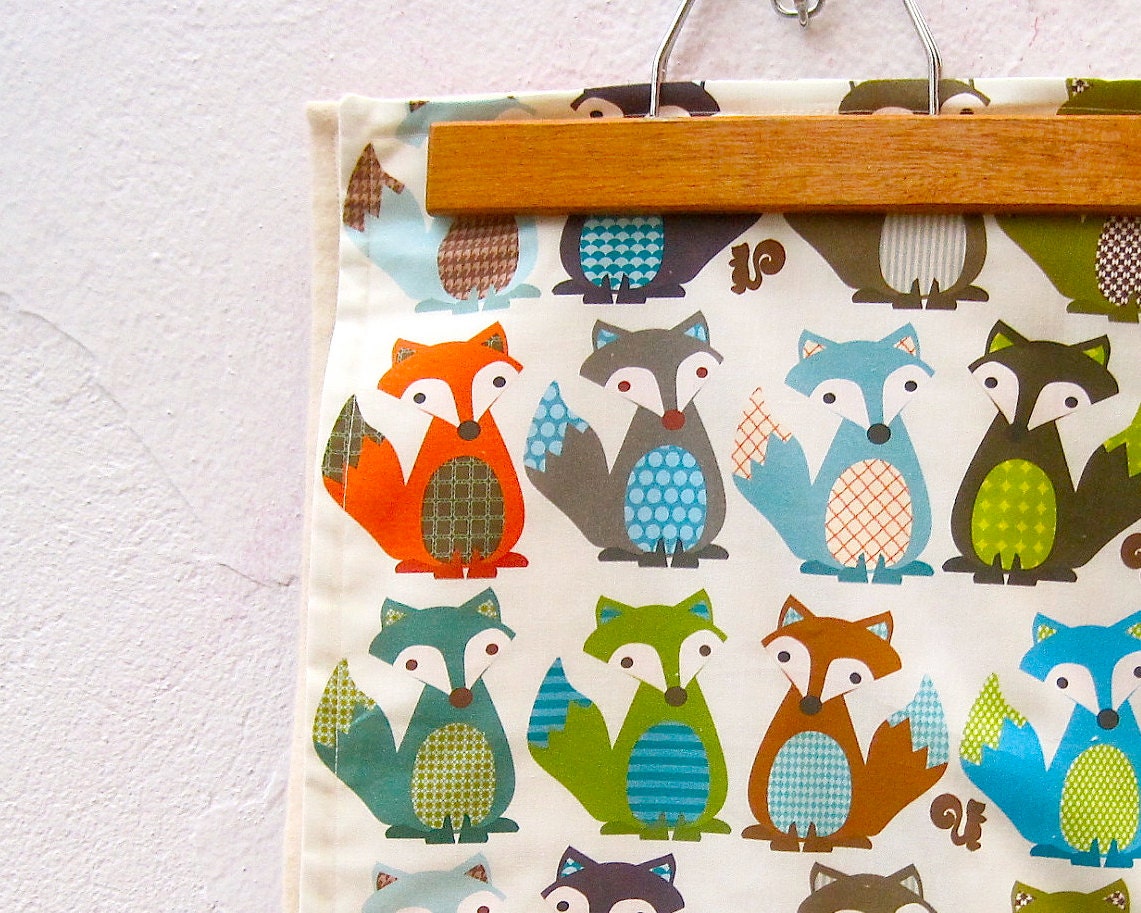 FOX Organic Baby Blanket -  Modern Woodland Forest Animals - Eco Friendly Kids Bedding - Ready to Ship (limited edition)