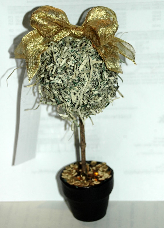 Recycled Money, Pot of Gold Money Tree Ornament/Decoration