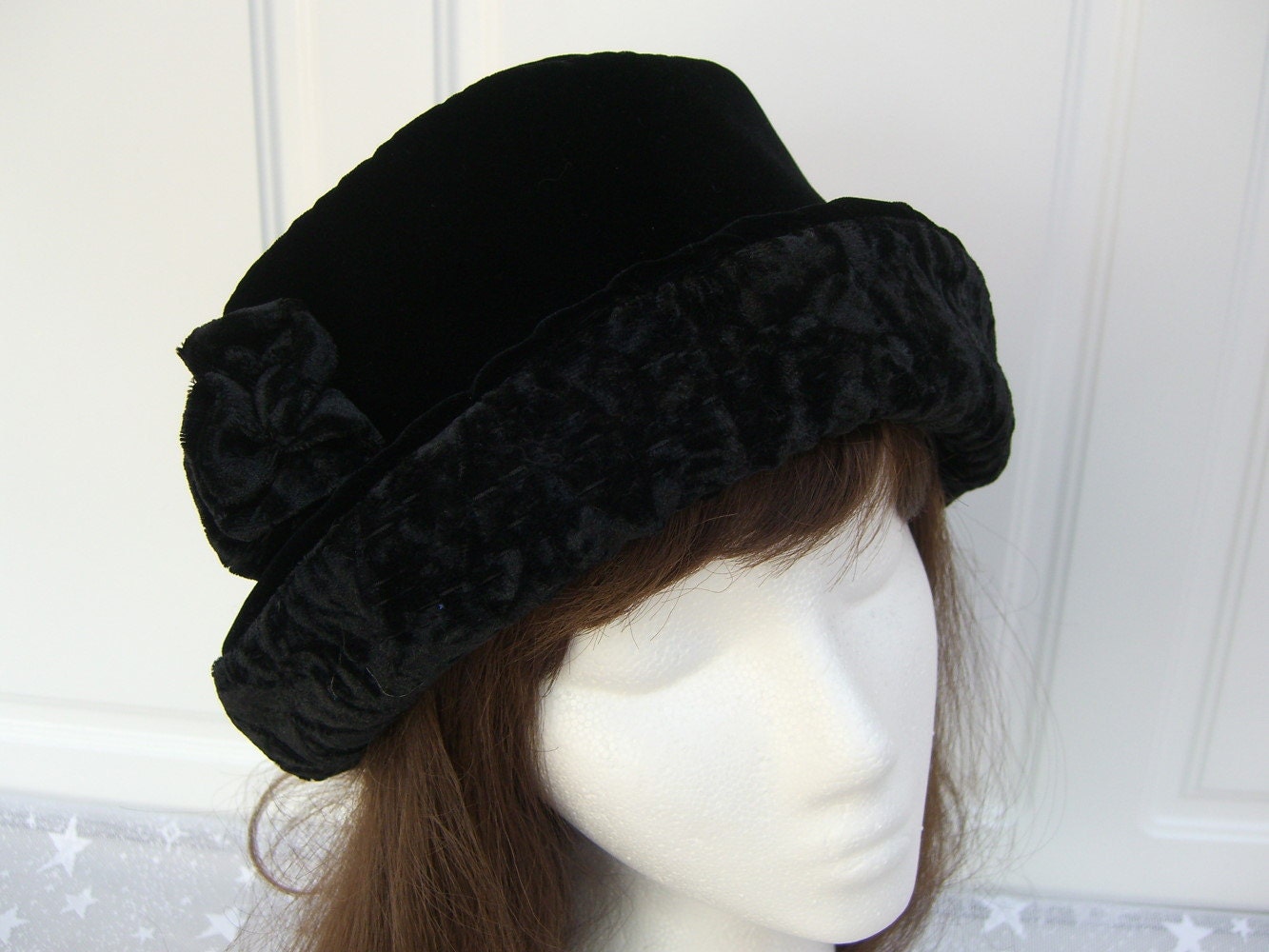 Rich Black VELVET Hat Women's Velvet Hat Winter Velvet by HotHats
