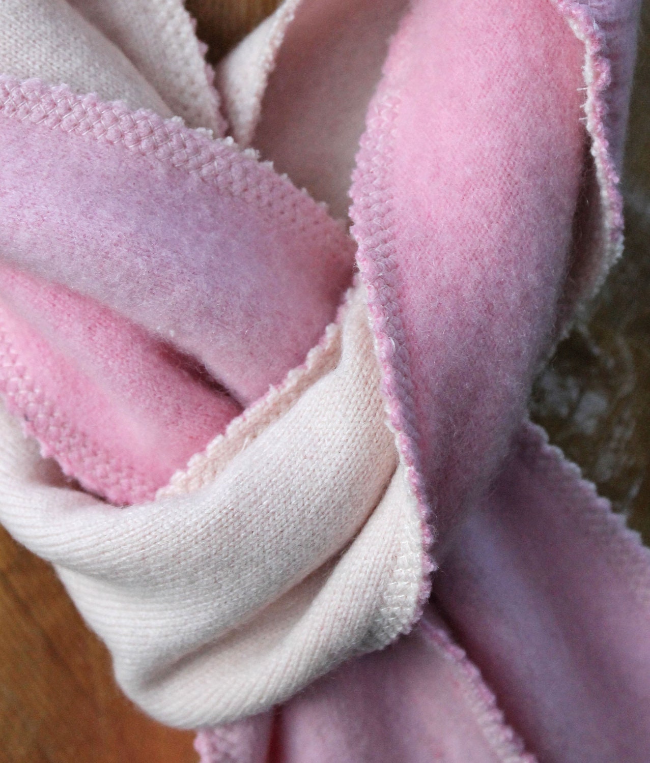 Recycled cashmere scarf -- all pink -- ballet slipper, blush, pastel, texture