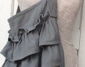 Gray Bag, Ruffled Shoulder Canvas Bag, Hand Dyed Rugged Industrial Gray, Concrete Grey , Modern Grey ,Womens Purse