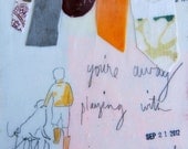 mixed media on cradled artist panel - laundry quilt no. 5