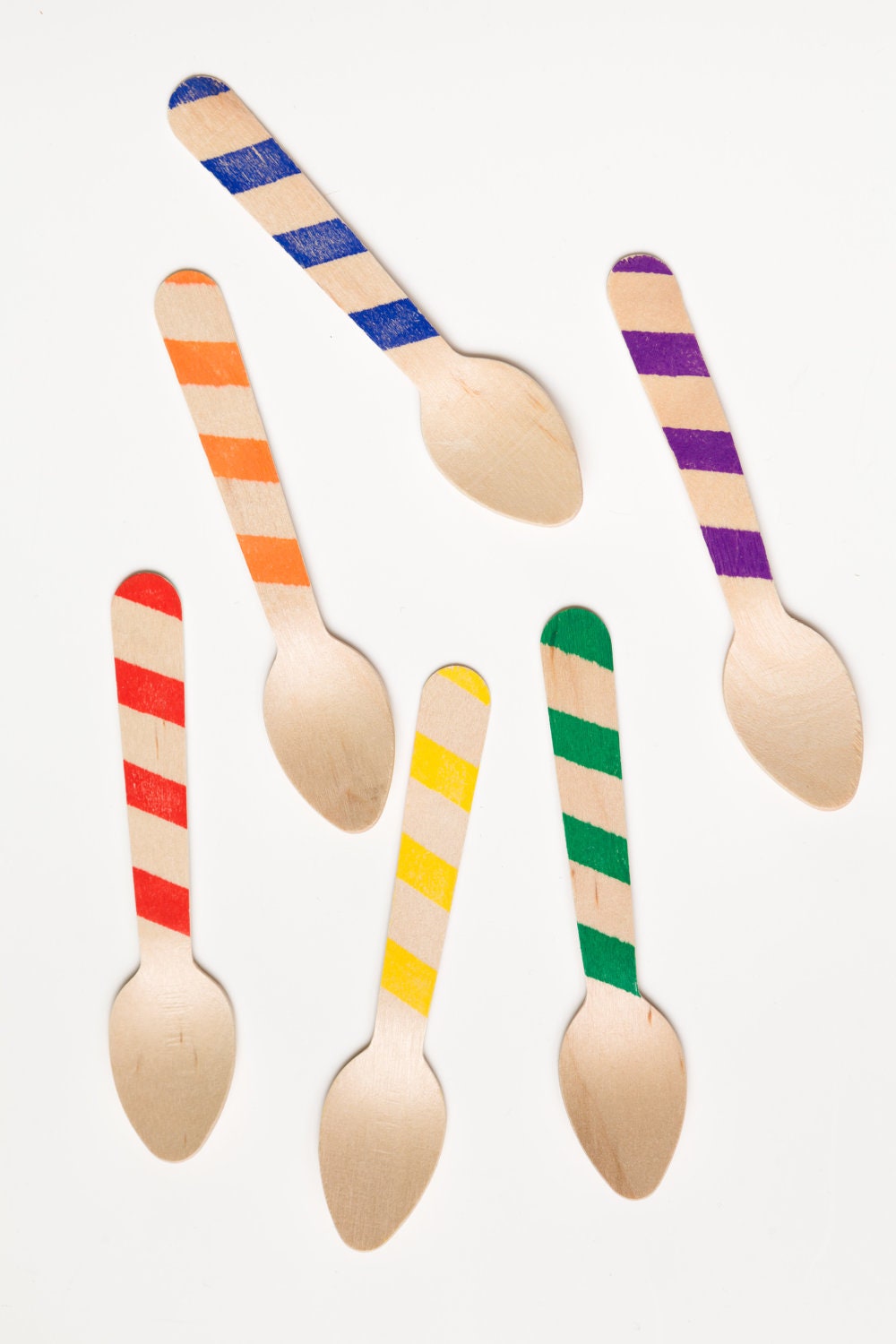 Rainbow Stripes - 20 Wooden Ice Cream Spoons - Perfect For Parties & School Lunches Il_570xn