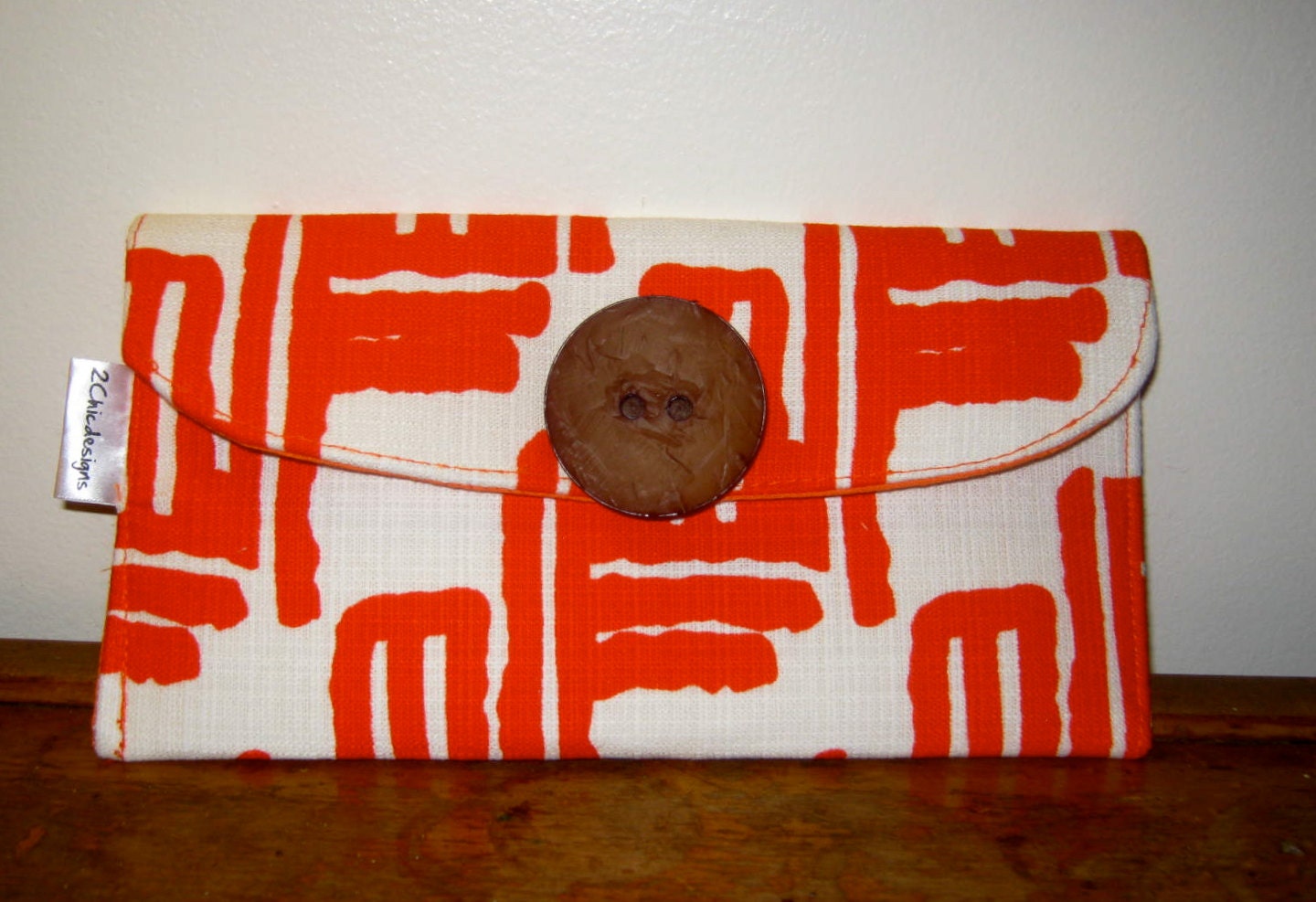 Orange and White Tribal Clutch by 2chicdesigns