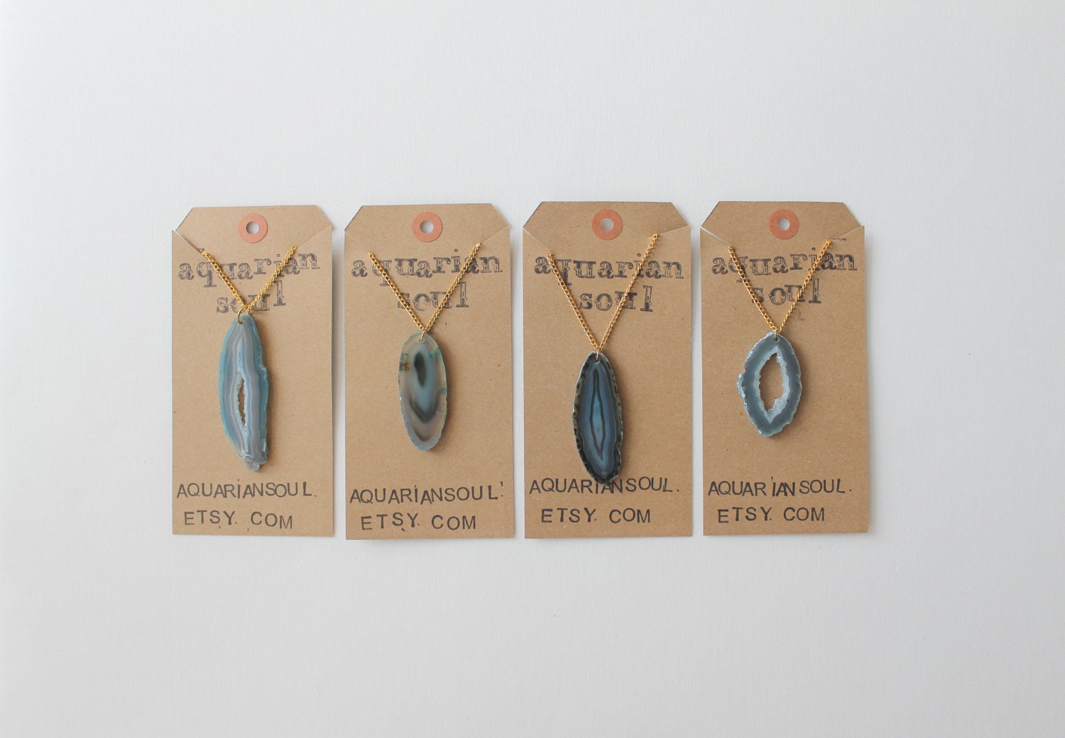 SMALL Blue Agate Slice Necklace
