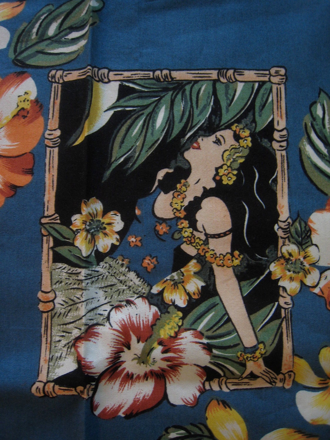 Retro Vintage Rayon Hawaiian Fabric Tropical by Flipsville on Etsy