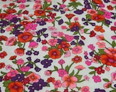 Vintage hot pinks purple flowers polyester synthetic fabric reclaimed