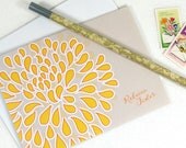 personalized note cards stationery set - STENCILED MUM FLOWER - set of 8 - personalized stationary set folded