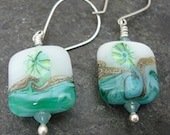 swirly square lampwork earrings