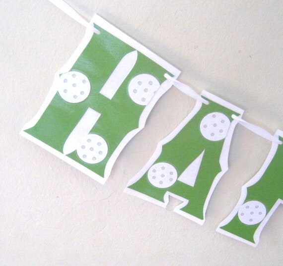 HAPPY RETIREMENT Banner - GOlF BaLLS on GRaSS GReEN Il_570xn