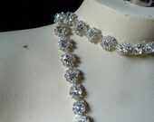 Rhinestone Trim Flowers 1/4 YARD for Bridal Sashes, Headbands, Jewelry