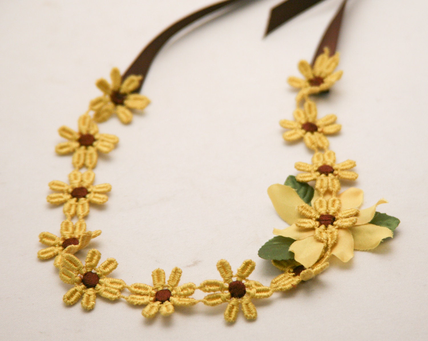 Flower child, daisy chain tie headband, hippie costume, boho headband