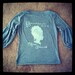 Borrowed from the Closet of Marie Antoinette hand stenciled gray puff sleeve poet blouse OOAK upcycled