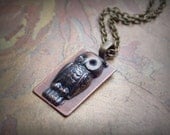Owl Necklace Brass Jewelry Copper Black Hand Patina