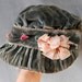 Lovely c1910s Velvet & Silk Ladies or Childs Hat or Bonnet with Pink Rose Buds