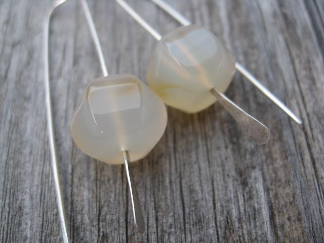 sterling silver earrings. carnelian earrings. ivory and pumpkin earrings. stone earrings. splurge