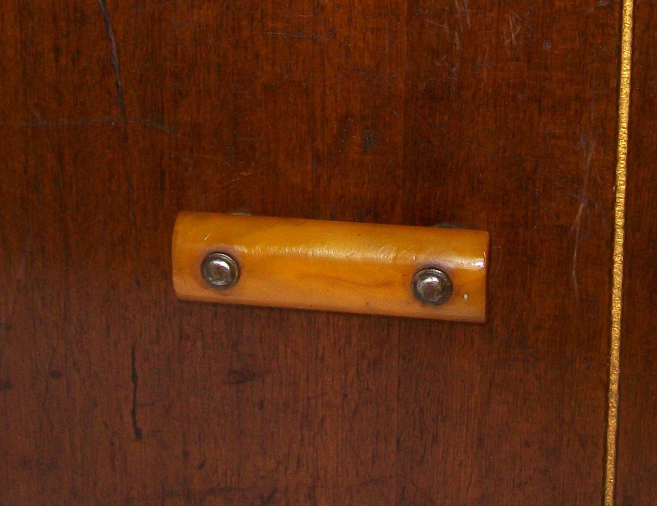 Bakelite Handle Vintage Drawer Long Deep Wooden Box