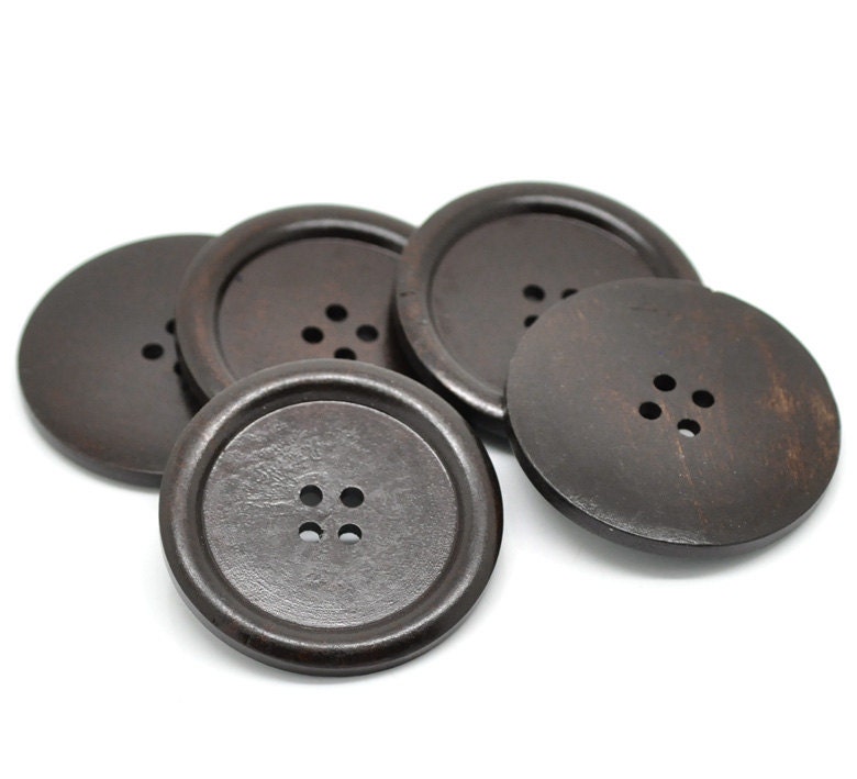Dark Brown big button - 3 wooden buttons 40mm (1 5/8")  (BB142C)