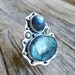 Labradorite and Peridot Ring in Oxidised Sterling Silver