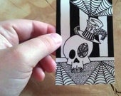 Skull ACEO print top hat skull no. 2