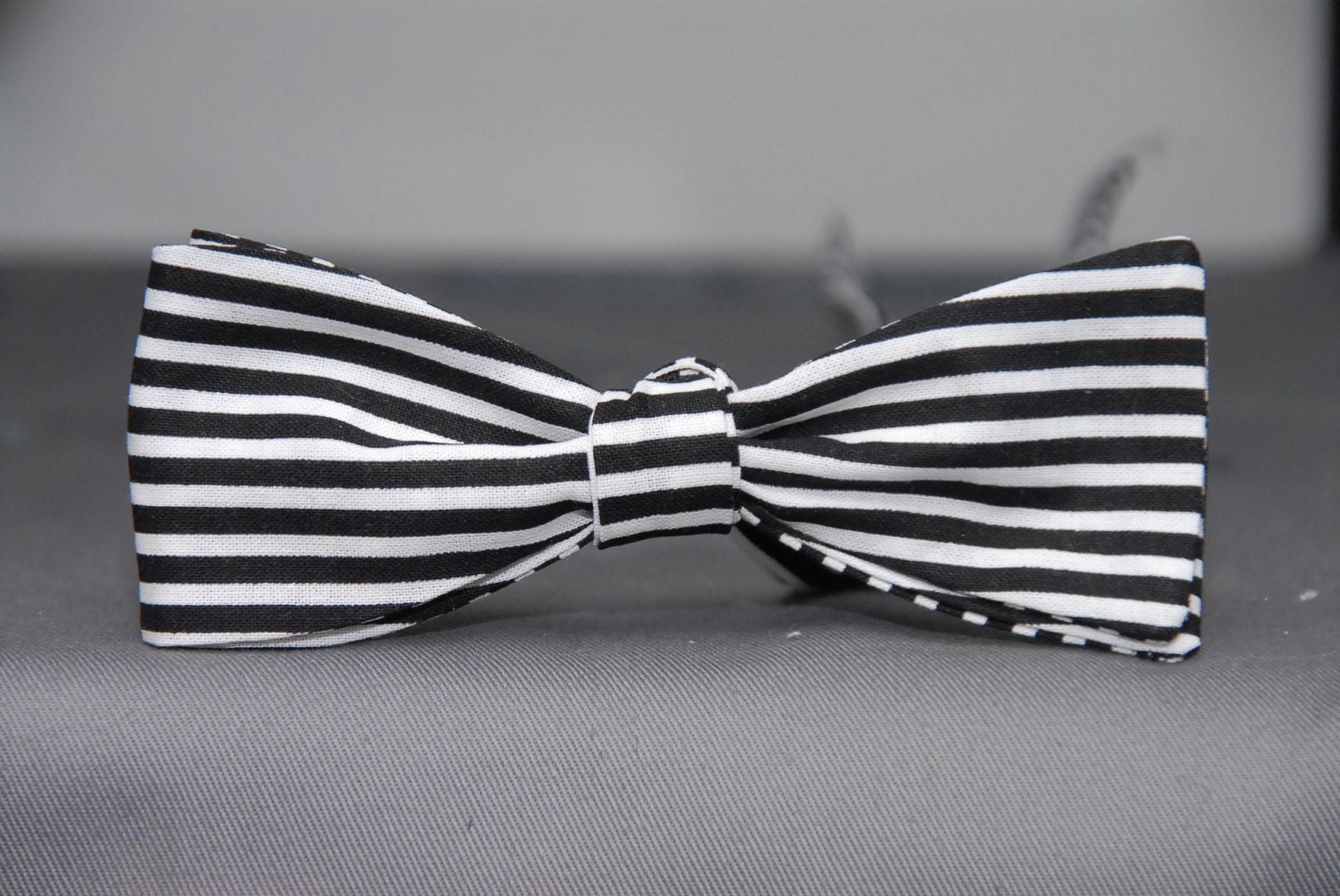 Bi-Directional Black and White Striped Bow Tie